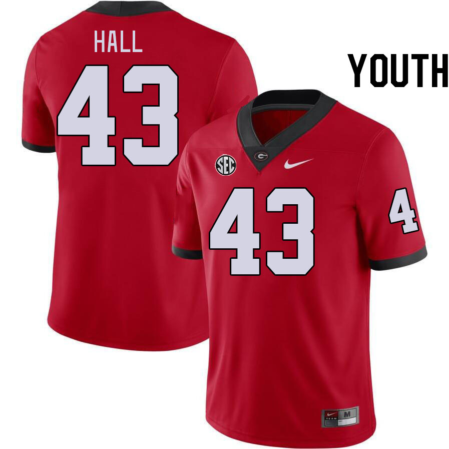 Youth #43 Ali Hall Georgia Bulldogs College Football Jerseys Stitched-Red